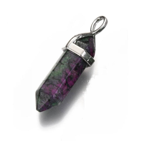 Ruby in Zoisite Point Pendants - Free Chain - Happiness, Joy, Self Confidence and Self Love  - Crystal Healing