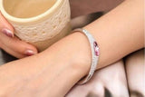 Large Oval and Pave Crystal Bangle - 18k Gold Plate - made with Swarovski Crystal Elements - Christmas Gift Idea