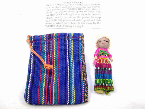 Large Worry Doll in Textile Pouch