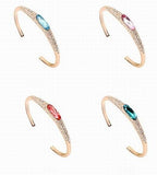 Large Oval and Pave Crystal Bangle - 18k Gold Plate - made with Swarovski Crystal Elements - Christmas Gift Idea