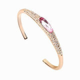 Large Oval and Pave Crystal Bangle - 18k Gold Plate - made with Swarovski Crystal Elements - Christmas Gift Idea