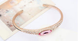 Large Oval and Pave Crystal Bangle - 18k Gold Plate - made with Swarovski Crystal Elements - Christmas Gift Idea