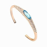 Large Oval and Pave Crystal Bangle - 18k Gold Plate - made with Swarovski Crystal Elements - Christmas Gift Idea