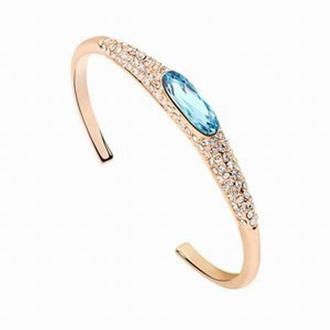 Large Oval and Pave Crystal Bangle - 18k Gold Plate - made with Swarovski Crystal Elements - Christmas Gift Idea