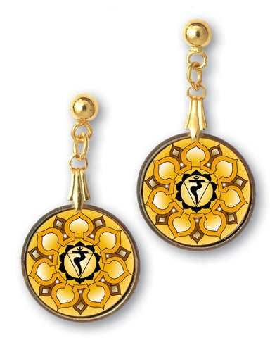 Solar Plexus Chakra Sanskrit Mandala Earrings- Handcrafted
