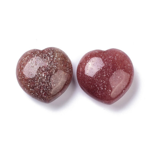 Strawberry Quartz Puff Heart 30mm - Amplifies Intentions, Insight, Love and Understanding - Healing Crystal - Gift Idea