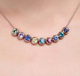 Swarovski Crystal Elements - LUCK Necklace with 9 Swarovski Crystals - 14K Gold Plate -  Gift Idea