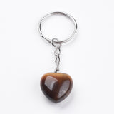 Tiger Eye Crystal Gemstone Puff Heart Key Chain - Balance, Willpower, Courage and Clear Thinking