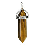 Tiger Eye Double Point Necklace - Free Chain - Balance • Willpower • Courage • Clear Thinking - Crystal Healing
