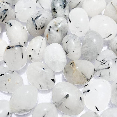 Tourmalinated Quartz Tumbled Stone (Brazil) LARGE - Protection, Grounding and Removes Negativity