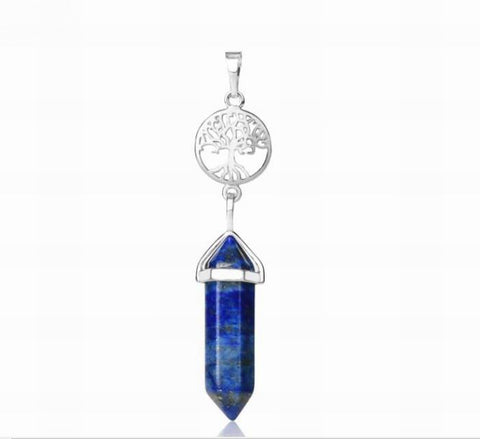 Tree of Life with LAPIS LAZULI Double Terminated Point Necklace