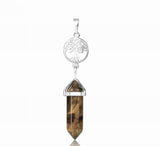Tree of Life with TIGER EYE Double Terminated Point Necklace