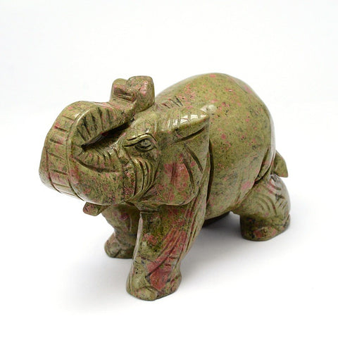 Unakite Elephant Carving Medium 60mm - Balance, Release and Detoxification - Crystal Healing