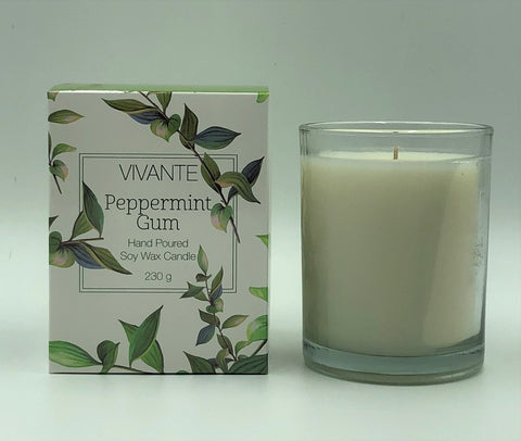 VIVANTE Australiana Peppermint Gum Aromatherapy Soy Candle 230g - The Holistic Shop in Wagga Wagga