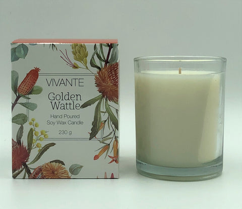 VIVANTE Australiana Golden Wattle Aromatherapy Soy Candle 220g - The Holistic Shop in Wagga Wagga