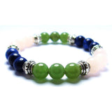 Vertigo Support Healing Crystal Gemstone Bracelet - Handcrafted - Aventurine, Lapis Lazuli and Rose Quartz 8mm