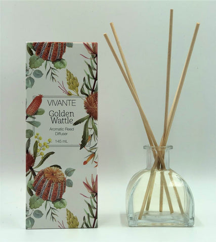 VIVANTE Australiana Golden Wattle Aromatherapy Reed Diffuser 145ml - The Holistic Shop in Wagga Wagga