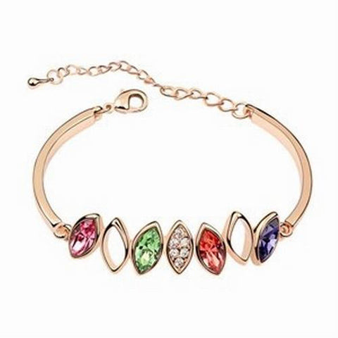 Diamond Crystal Bangle Bracelet - Multi Coloured - 18k Gold Plate - made with Swarovski Crystal Elements - Gift idea