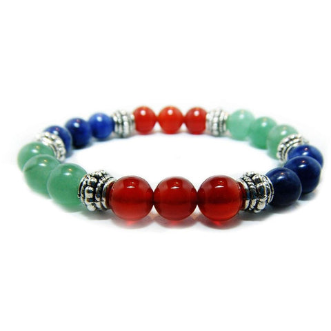 Weight Loss Healing Crystal Gemstone Bracelet - Handcrafted - Green Aventurine, Carnelian and Sodalite 8mm