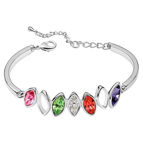Diamond Crystal Bangle Bracelet - White Gold Plate - made with Swarovski Crystal Elements - Christmas Gift Idea