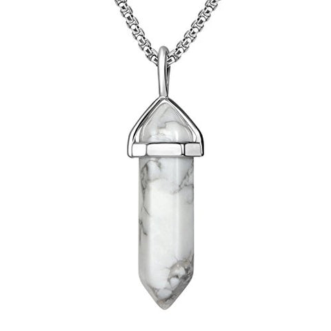 Howlite-Double-Point-Necklace-FREE-Stainless Steel Chain