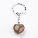 Unakite Crystal Gemstone Puff Heart Key Chain -Balance, Release and Motivation