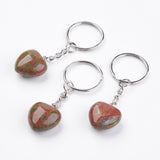Unakite Crystal Gemstone Puff Heart Key Chain -Balance, Release and Motivation
