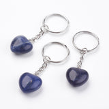 Sodalite Crystal Gemstone Puff Heart Key Chain - Intuition, Self Confidence and Guidance