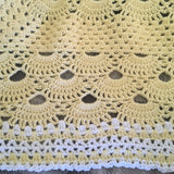 Beautiful Heirloom Shell Design Blanket LEMON/WHITE - Baby - Christening - Gift - Throw - Afghan - Shawl - Hand Crocheted