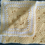 Beautiful Heirloom Shell Design Blanket LEMON/WHITE - Baby - Christening - Gift - Throw - Afghan - Shawl - Hand Crocheted