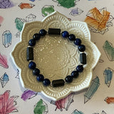 Blue Tiger Eye and Black Tourmaline Strength Crystal Gemstone Bracelet - Handcrafted By CALA Designs