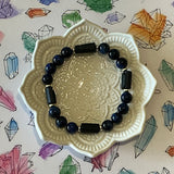 Blue Tiger Eye and Black Tourmaline Strength Crystal Gemstone Bracelet - Handcrafted By CALA Designs