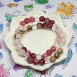 BREAST CANCER Awareness Healing Crystal Gemstone Bracelet - Handcrafted by CALA Designs