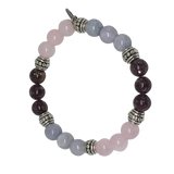 Alzheimer's and Dementia Support Healing Crystal Gemstone Bracelet - Handcrafted - Blue Chalcedony, Lepidolite and Rose Quartz 8mm