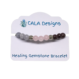 Alzheimer's and Dementia Support Healing Crystal Gemstone Bracelet - Handcrafted - Blue Chalcedony, Lepidolite and Rose Quartz 8mm