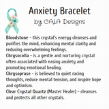 ANXIETY Awareness Healing Crystal Gemstone Bracelet - Handcrafted By CALA Designs