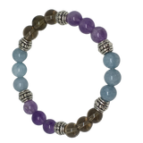 Bad Dreams Support Healing Crystal Gemstone Bracelet - Handcrafted - Amethyst, Blue Chalcedony and Smoky Quartz  8mm