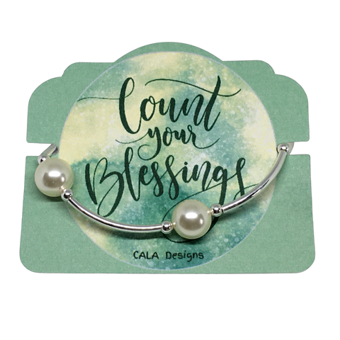 Count your Blessings - Blessing Bracelet - 12mm CREAM Swarovski Crystal Pearl - Sterling Silver