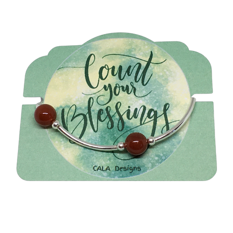 Count your Blessings - Blessing Bracelet - Red Carnelian 10mm - Sterling Silver