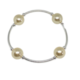Count your Blessings - Blessing Bracelet - 12mm LIGHT GOLD Swarovski Crystal Pearl  - Sterling Silver