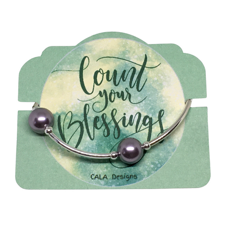 Count your Blessings - Blessing Bracelet - 12mm MAUVE Swarovski Crystal Pearl  - Sterling Silver