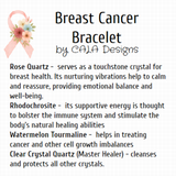 BREAST CANCER Awareness Healing Crystal Gemstone Bracelet - Handcrafted by CALA Designs