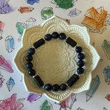 Blue Tiger Eye and Black Tourmaline Strength Crystal Gemstone Bracelet - Handcrafted By CALA Designs