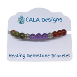 Endometriosis Support Healing Crystal Gemstone Bracelet - Handcrafted - Amethyst, Carnelian, and Unakite 8mm