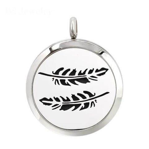 NEW Feathers Aromatherapy Essential Oil Diffuser Necklace - Silver 30mm