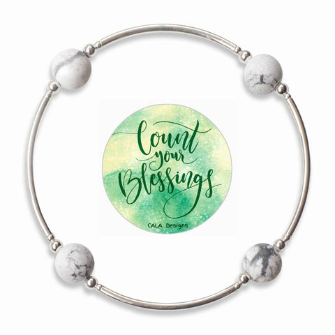 Count your Blessings - Blessing Bracelet - Howlite 10mm - Sterling Silver