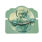 The Blessing Bracelet by CALA Designs - Handmade  - 12mm Turquoise Blue Pearl - Silver Plate Spacers