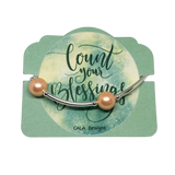 The Blessing Bracelet by CALA Designs - Handmade  - 12mm Deep Peach Pearl - Silver Plate Spacers