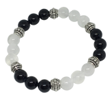 Protection Crystal Gemstone Bracelet - Handcrafted - Black Tourmaline and Selenite 8mm
