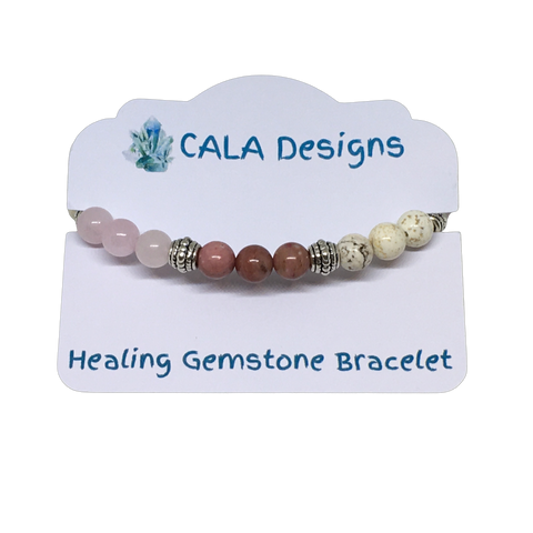 Love Manifestation Healing Crystal Gemstone Bracelet Handcrafted Magnesite Pink Rhodonite and Rose Quartz 8mm